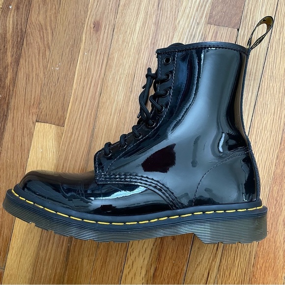 Dr Martens 1460 Black Patent Leather Combat Boots Women Size 8 - Picture 11 of 16
